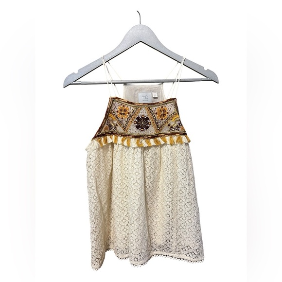 HD in Paris for Anthropologie Embroidered Lace Tassel Top – Size 4 - Picture 2 of 8